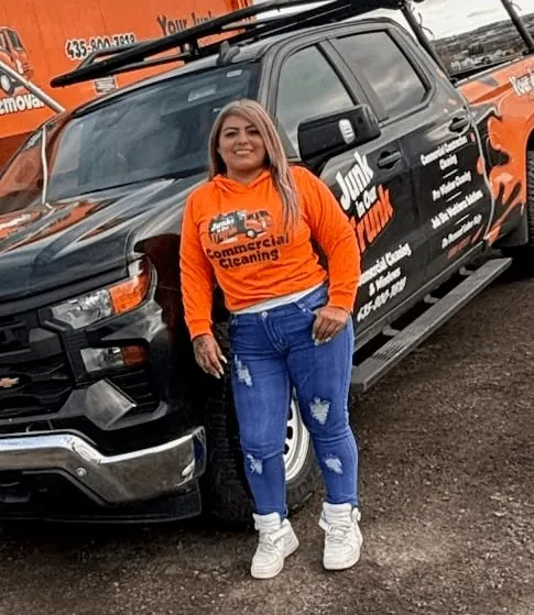 Ana Morales, General Manager, next to a Junk In Our Trunk truck